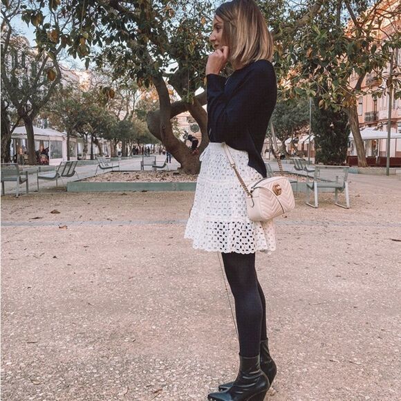 Zara white openwork embroidered ruffle mini skirt - Picture 7 of 9